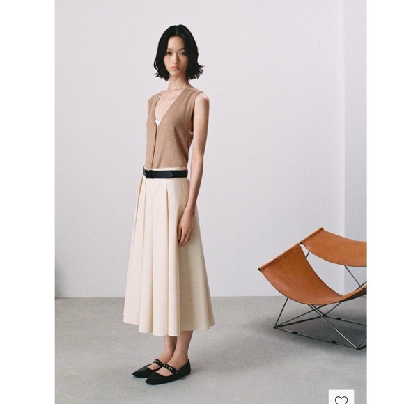 Mango Cream Midi Skirt - Picture 1 of 5